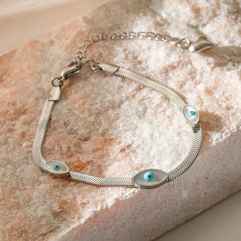 NEWBUY High Quality Non-Fading 316L Stainless Steel Jewelry Gold/Silver Color Evil Eye Choker Chain Bracelet For Women Girl Gift