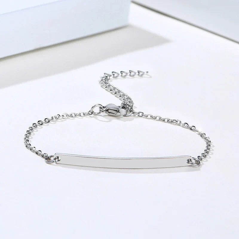 Vnox Minimalist Personalize Engrave Stainless Steel Thin Bar Bracelets for Women Lady Custom Friendship Bridesmaid Gifts Jewelry