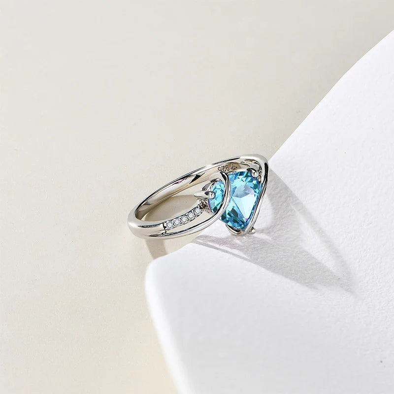 MINTYBOX S925 Sterling Sliver Heart 2.0ct Ruby Ring for Women Lab Created Spinnel Engagement Wedding Rings Luxury Fine Jewely