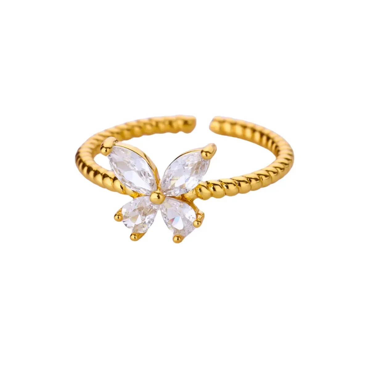 Luxury Zircon Butterfly Flower Rings for Women Stainless Steel Gold Color Cheap Ring Fashion Wedding Couple y2k Jewelry anillos