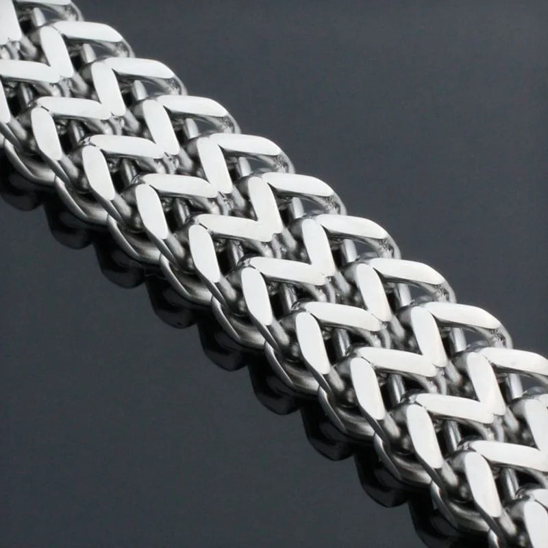 Stainless Steel Bracelet Braided Double Row Front Rear Fish Scale Alloy Magnetic Buckle Bracelet with Keel Jewelry New Model