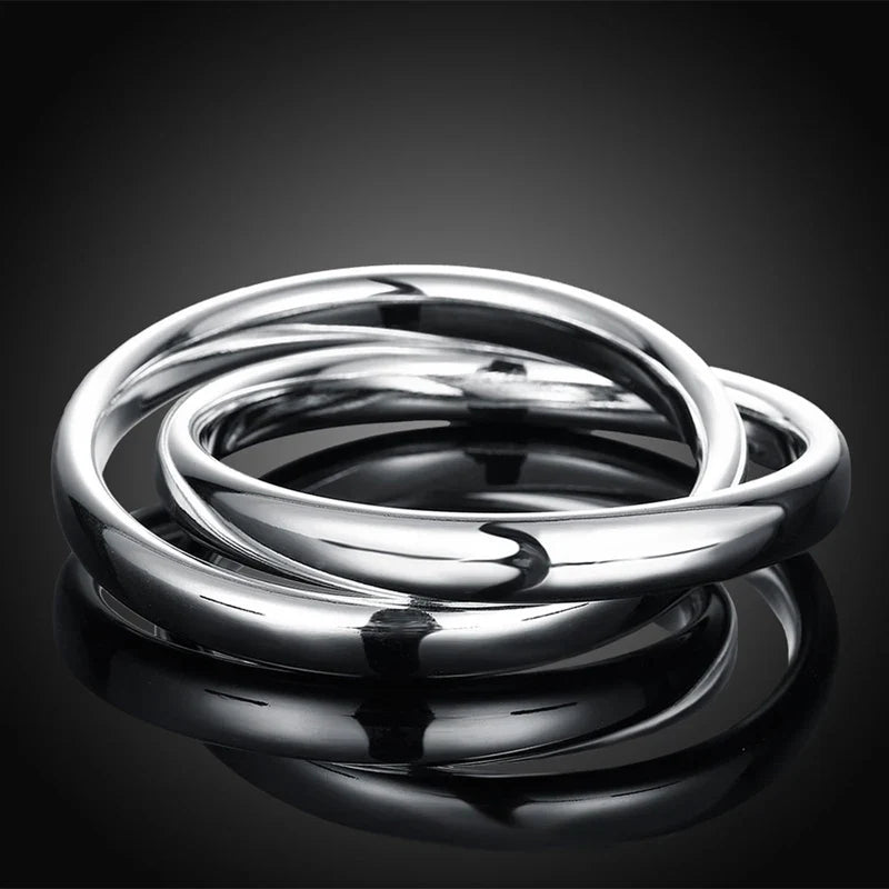 Aravant 925 Silver Double Circle Bangles For Women Men Fashion Jewelry