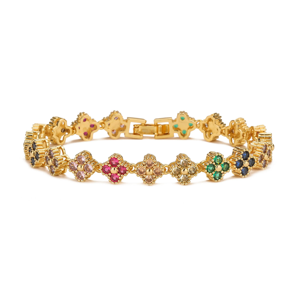 HECHENG,AAAAA Brass 18K gold-plated Flower Necklace Bracelet Jewelry Set ，for Christmas gift for women and best friend