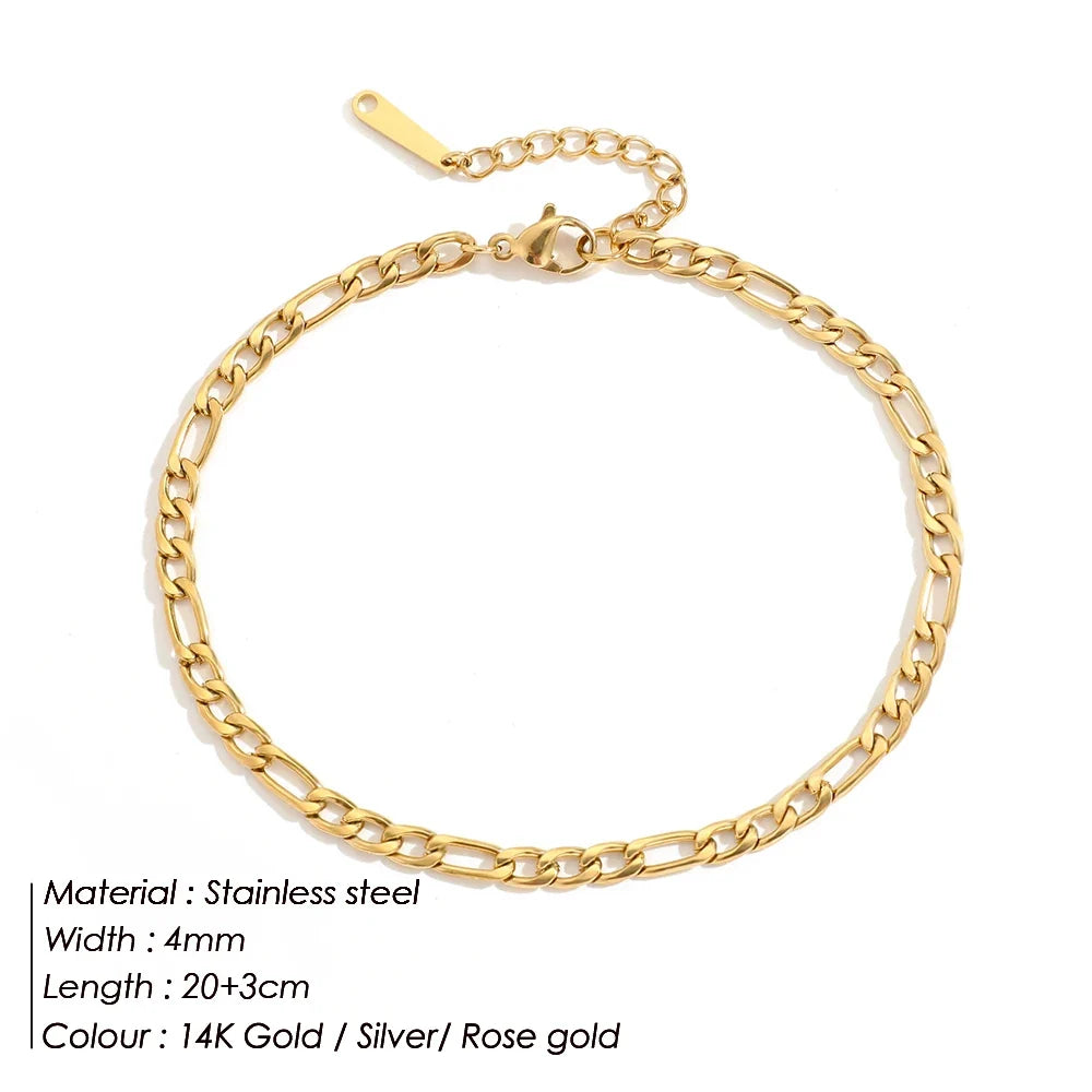 Franco Link Chain Anklets For Men Women Hip Hop Rapper Stainless Steel Foot Jewelry Leg Chain Ankle Cuban Chains