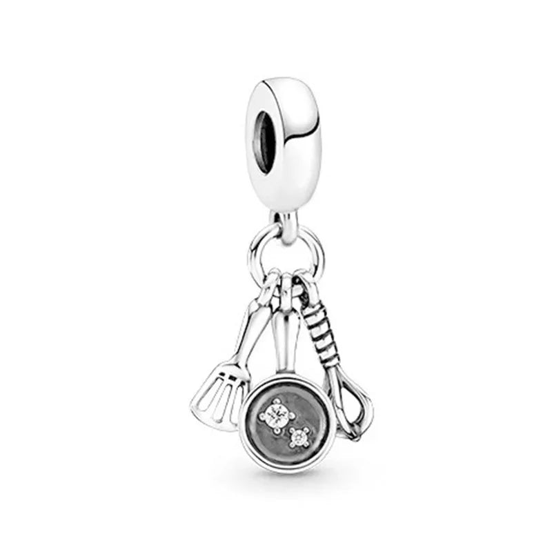 European New 925 Sterling Silver Spring New Pink Flower Ballon Cat Diy Beads Charm Fit European S925 Bracelet Bangles