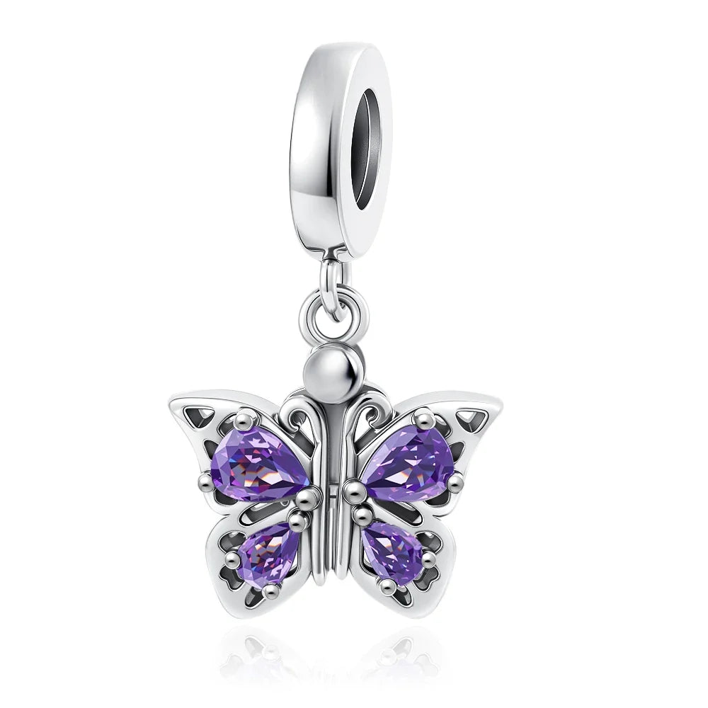 2026 925 Silver Flower, Butterfly, Highland Cow, Motorcycle Pendant Fit European Original Bracelet DIY Jewelry Exquisite Jewelry