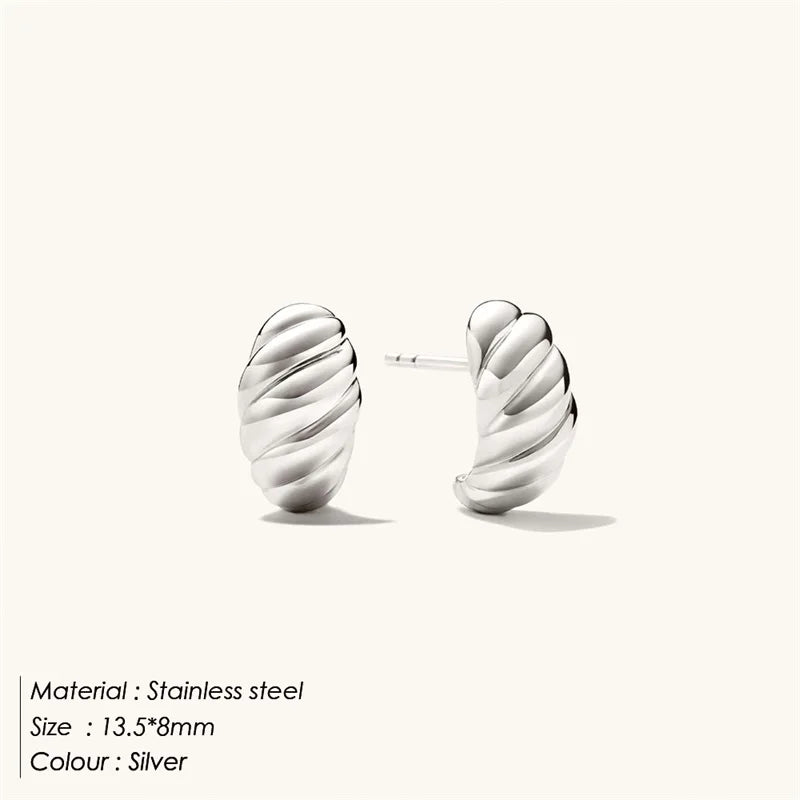 SUNIBI Stainless Steel Stud Earring for Women Gold Color Silver Color Simple Earrings Wives Smooth Thick Hoop Fashion Jewelry