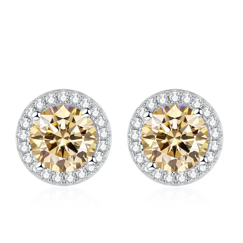 NeeTim Moissanite Stud Earrings for Women 925 Sterling Silver Green Blue Pink Red Black Blue Sparkling Moissanite Studs Earring