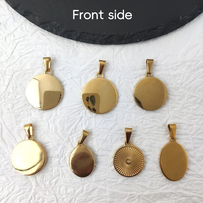 Stainless Steel Vintage Round Portrait Coin St. Michael Compass Pendants Charm For Women Necklace Making Diy Jewelry