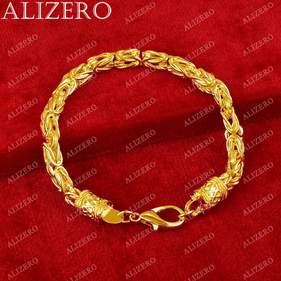 ALIZERO 18K Gold Bracelet 5mm Faucet Chain Bracelets For Men Woman Fashion Wedding Party Gift Fine Jewelry Wholesale