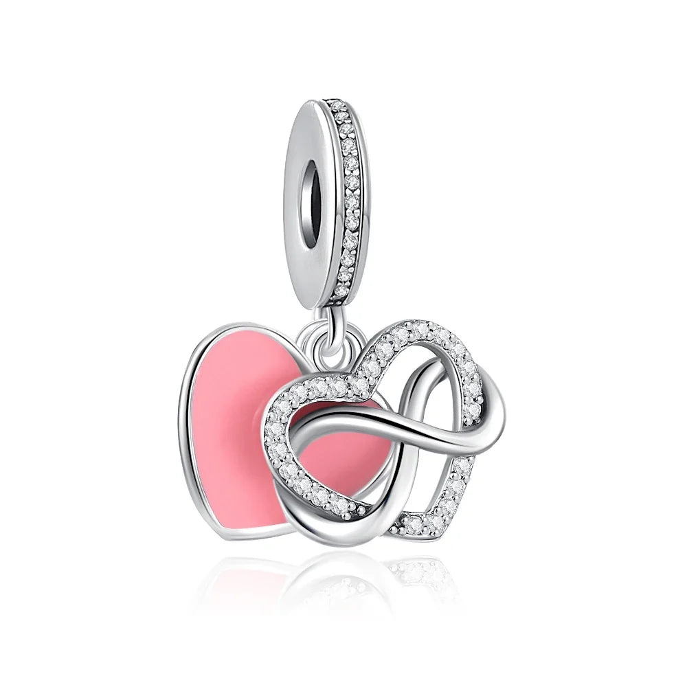 2026 Spring Pink Series Ballon Butterfly Flower Pendant Fit S925 European 925 Sterling Silver Bracelet Bangles Necklace