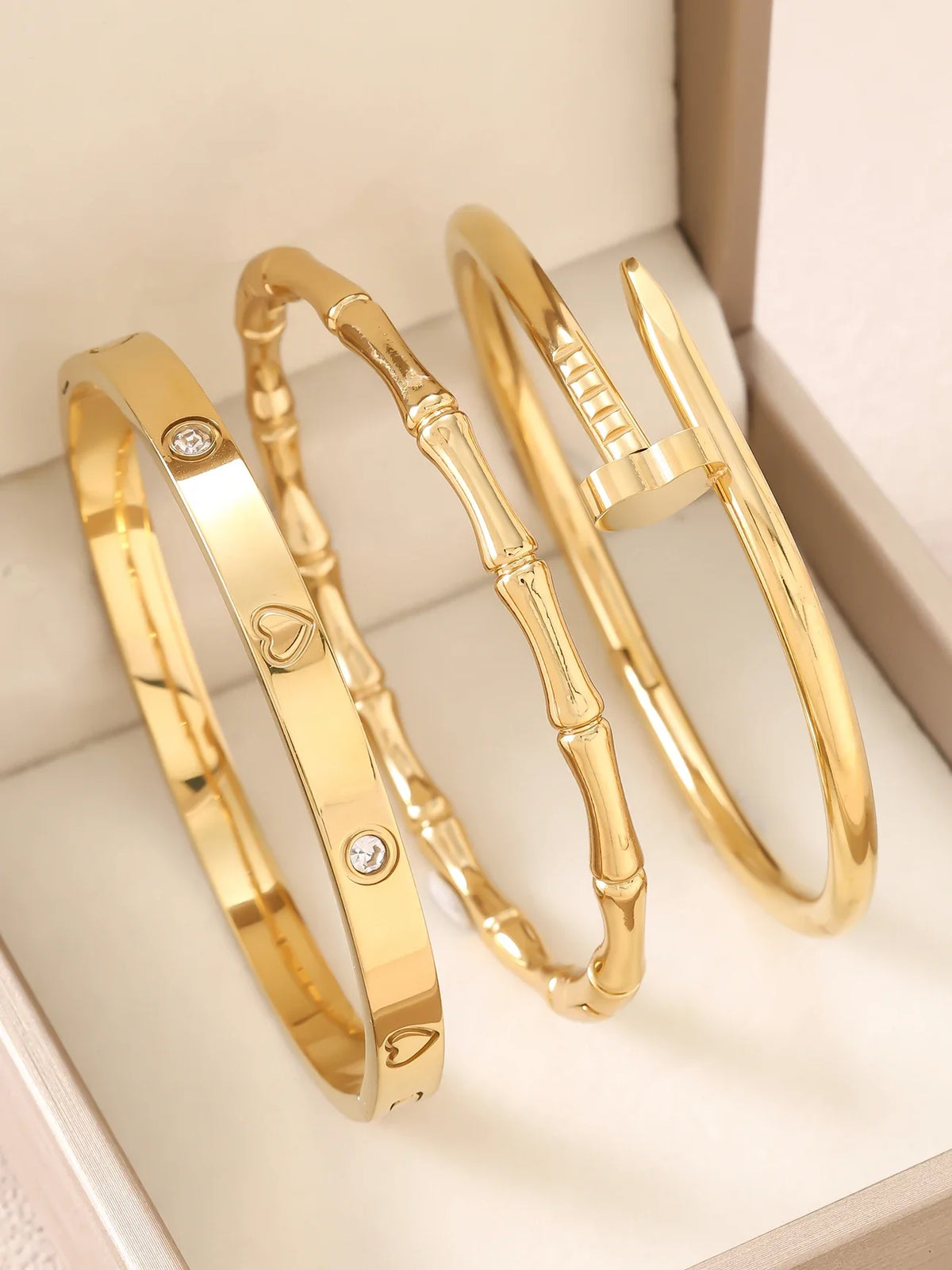 1pc 18K Gold Plated Stainless Steel Stackable Bracelet With Chain And Clover Design, Fashion Style For Women, Suitable For Casua