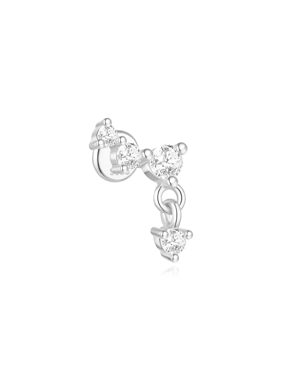 CANNER 1PC Four Pointed Star Moon Tassel Lotus Cartilage Spiral Puncture 925 Sterling Silver Stud Earring For Women Ins Earring