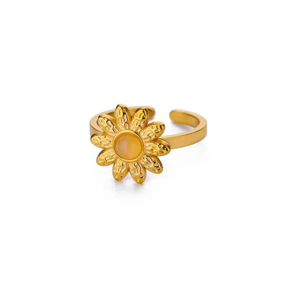 Luxury Zircon Butterfly Flower Rings for Women Stainless Steel Gold Color Cheap Ring Fashion Wedding Couple y2k Jewelry anillos