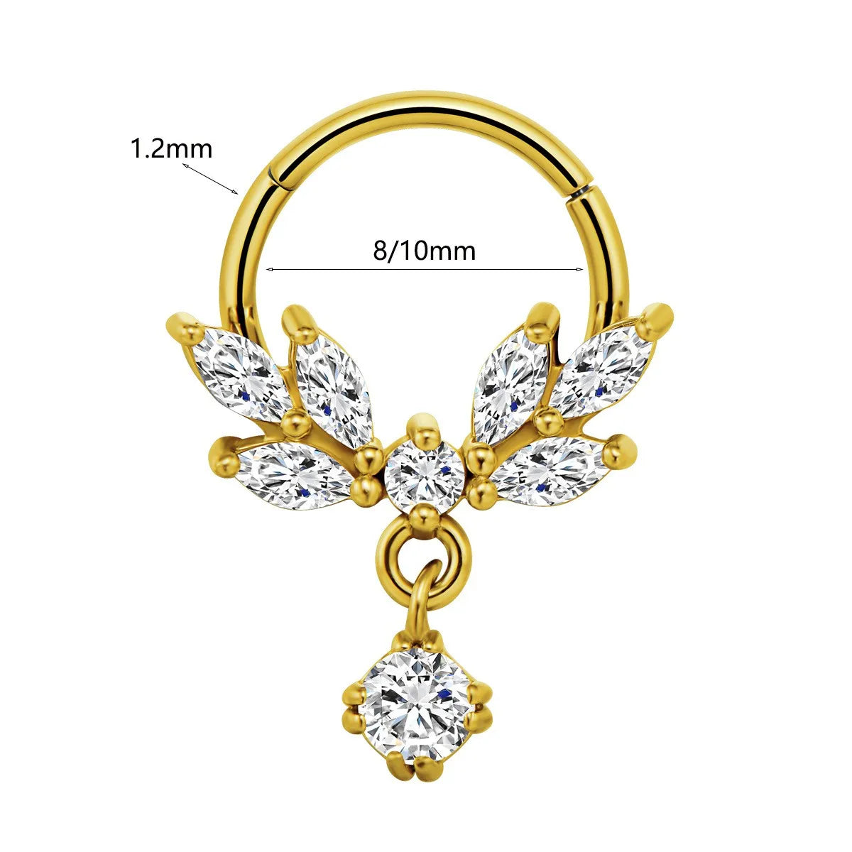 Flowers Nose Ring Septum 100% 316L Surgical Steel Zircon Clicker Daith Piercing Ear Cartilage Helix Hoop Flowers Water Drops