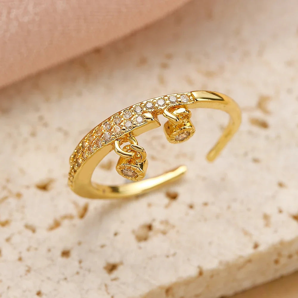 NEWBUY Unique Design Heart Lock Love Open Rings For Women Girl Gold Color High Quality Engagement Jewelry Femme Bijoux