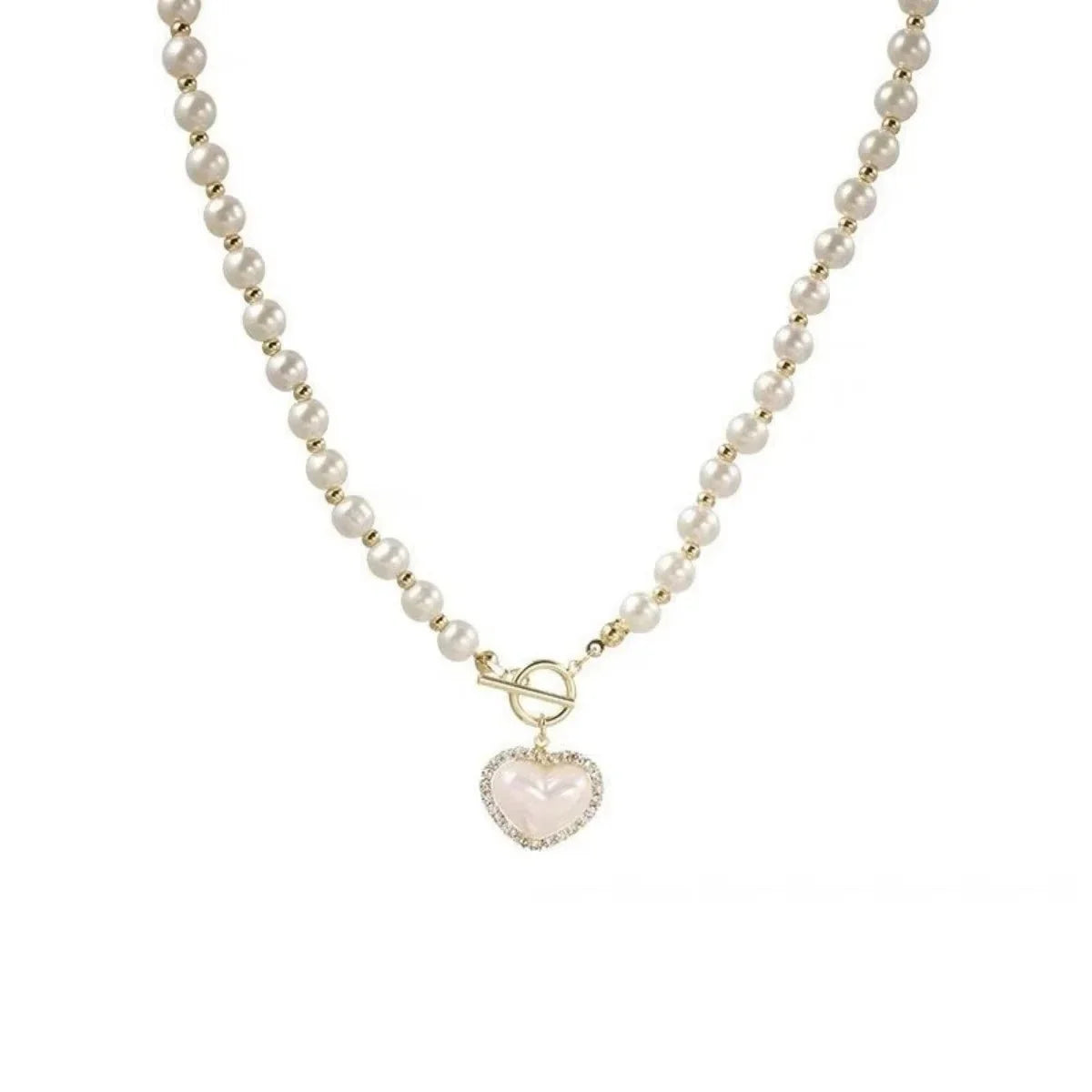 Elegant Pearl Necklace For Women Heart Pendant Necklaces Luxury Imitation Pearls Chain Necklaces Korean Jewelry Girls Gifts