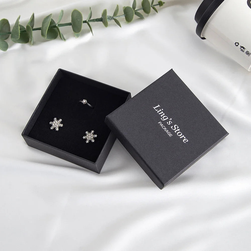 24Pcs Personalized Logo Jewelry Paper Gift Box Wedding Favors Ring Earring Necklace Pendant Bracelet Stud Bag Storage Packaging
