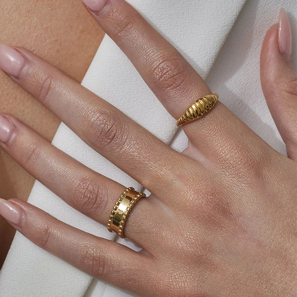 SUNIBI Stainless Steel Ring for Women And Men Fashion Style Texture Tail Classic Couple Rings Gifts Wedding Jewelry Wholesale