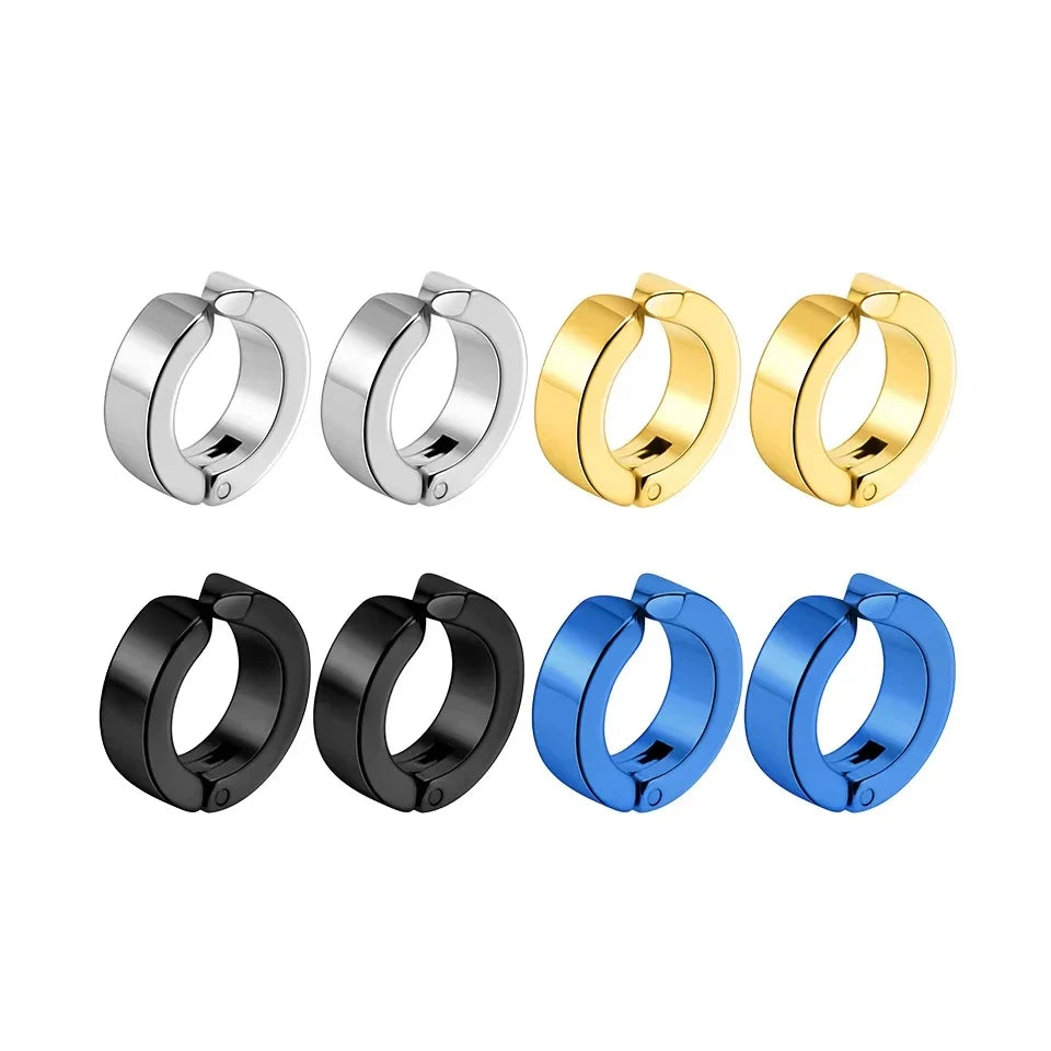 ZAKOL 2pcs/set Fashion Ear Clip Non Piercing Earrings Fake Earrings for Men Circle Round Earring Punk Rock Style Jewelry Gift