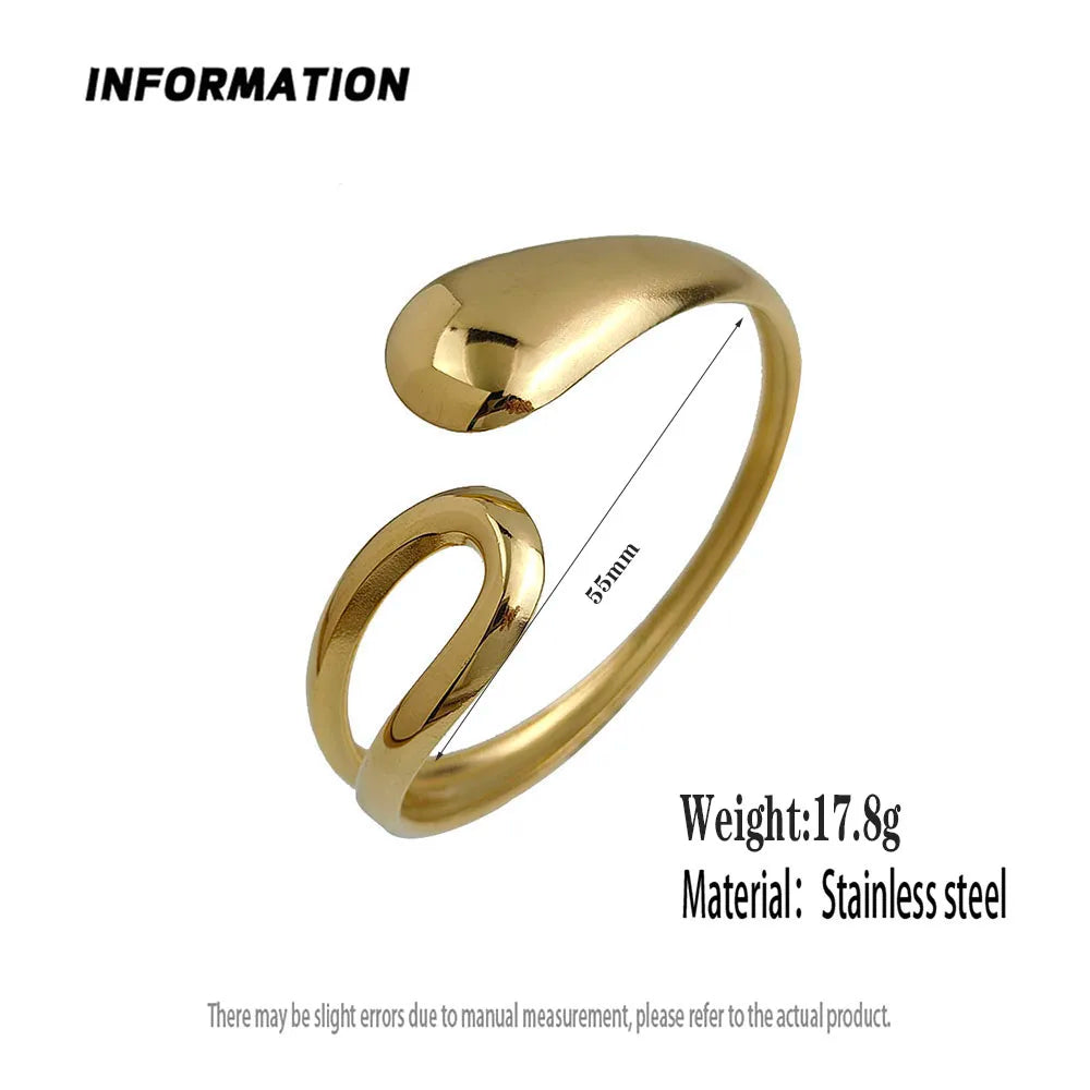 New water drop hollow stainless steel gold plated 18K bracelet, high quality waterproof silver jewelry, gift for couples