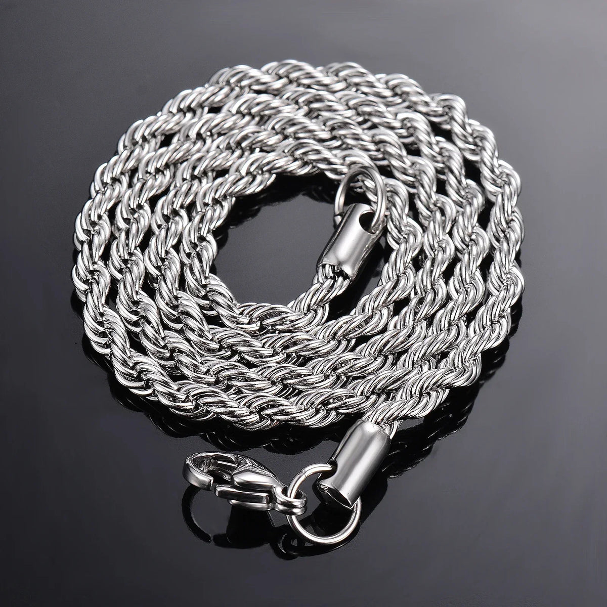 1 Pcs 925 Sterling Silver Width 2/3/4MM Rope Chain Necklace/Bracelet For Men Women Men Fashion Chain Necklace