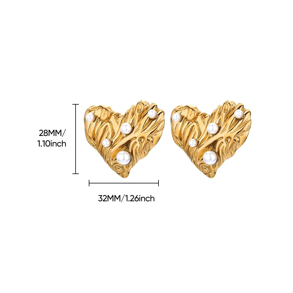 Gothic Heart Earring For Women Stainless Steel Golden Love Earring Wedding Couple Piercing Jewelry Valentine Day Gift сер
