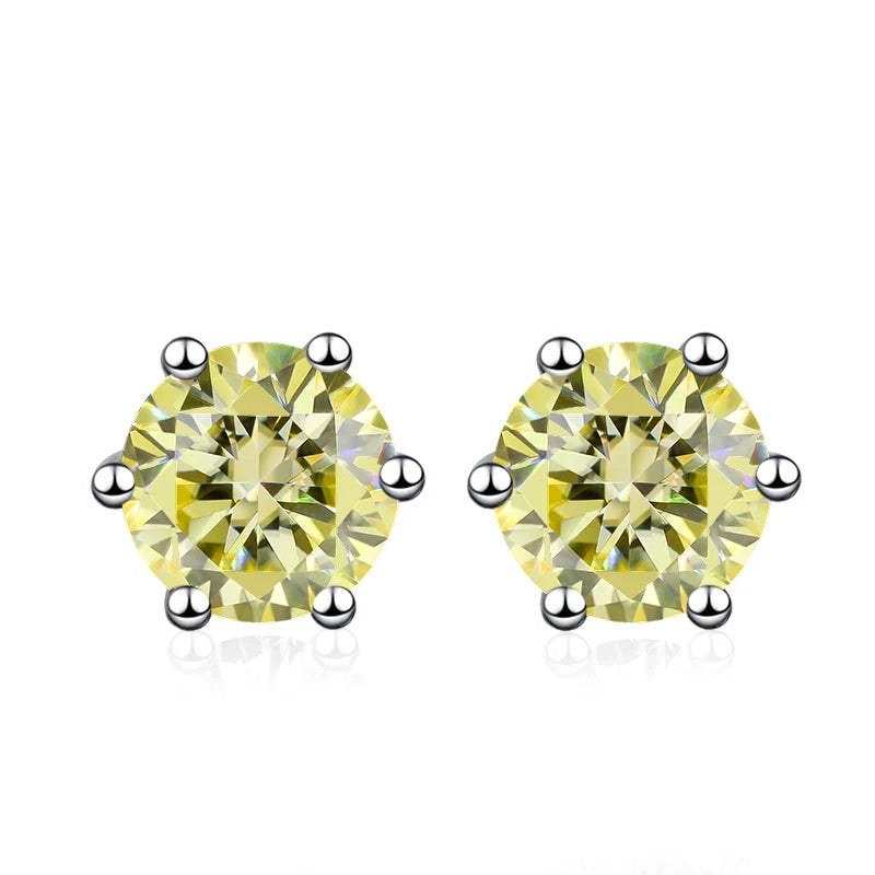 NeeTim 0.5ct 1ct 2ct Moissanite Stud Earrings for Women 925 Sterling Silver Green Pink Black Blue Grey Sparkling Studs Earring