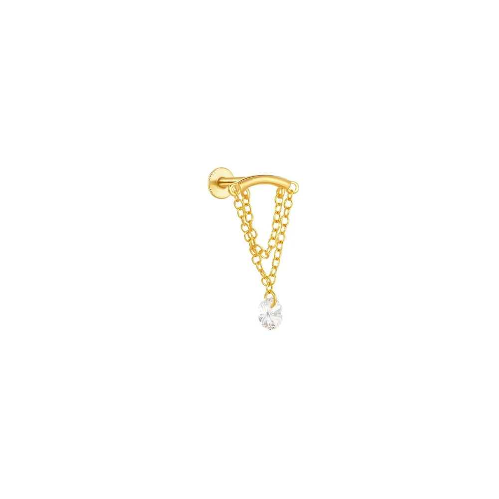CANNER 1PC Four Pointed Star Moon Tassel Lotus Cartilage Spiral Puncture 925 Sterling Silver Stud Earring For Women Ins Earring