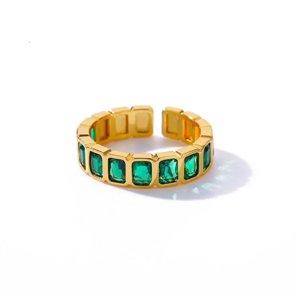 Zircon Geometric Rings For Women Stainless Steel Gold Color Open Adjustable Ring 2025 New Fashion Wedding Couple Jewelry Gift