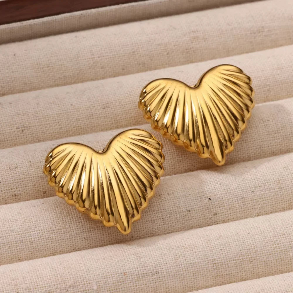 Geometric Flower Stainless Steel Earrings Women Sweet Sunflower Star Gold Color Ear Piercing Jewelry Wedding Accessories Gifts