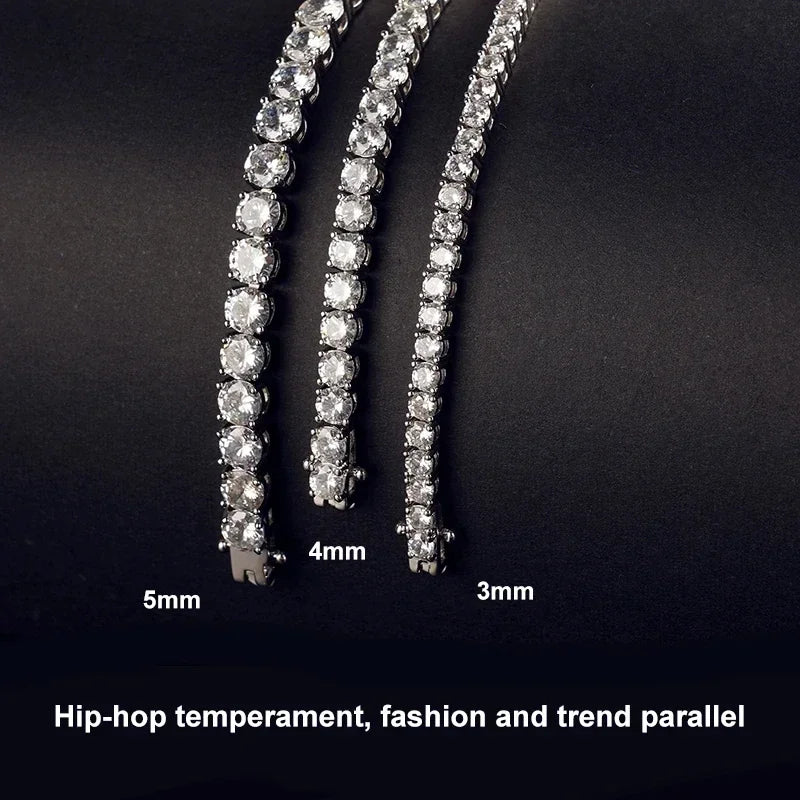 NeeTim 925 Sterling Silver Real Moissanite Tennis Necklace for Women Men Lab Diamonds Neck Chains Necklaces Party Fine Jewelry