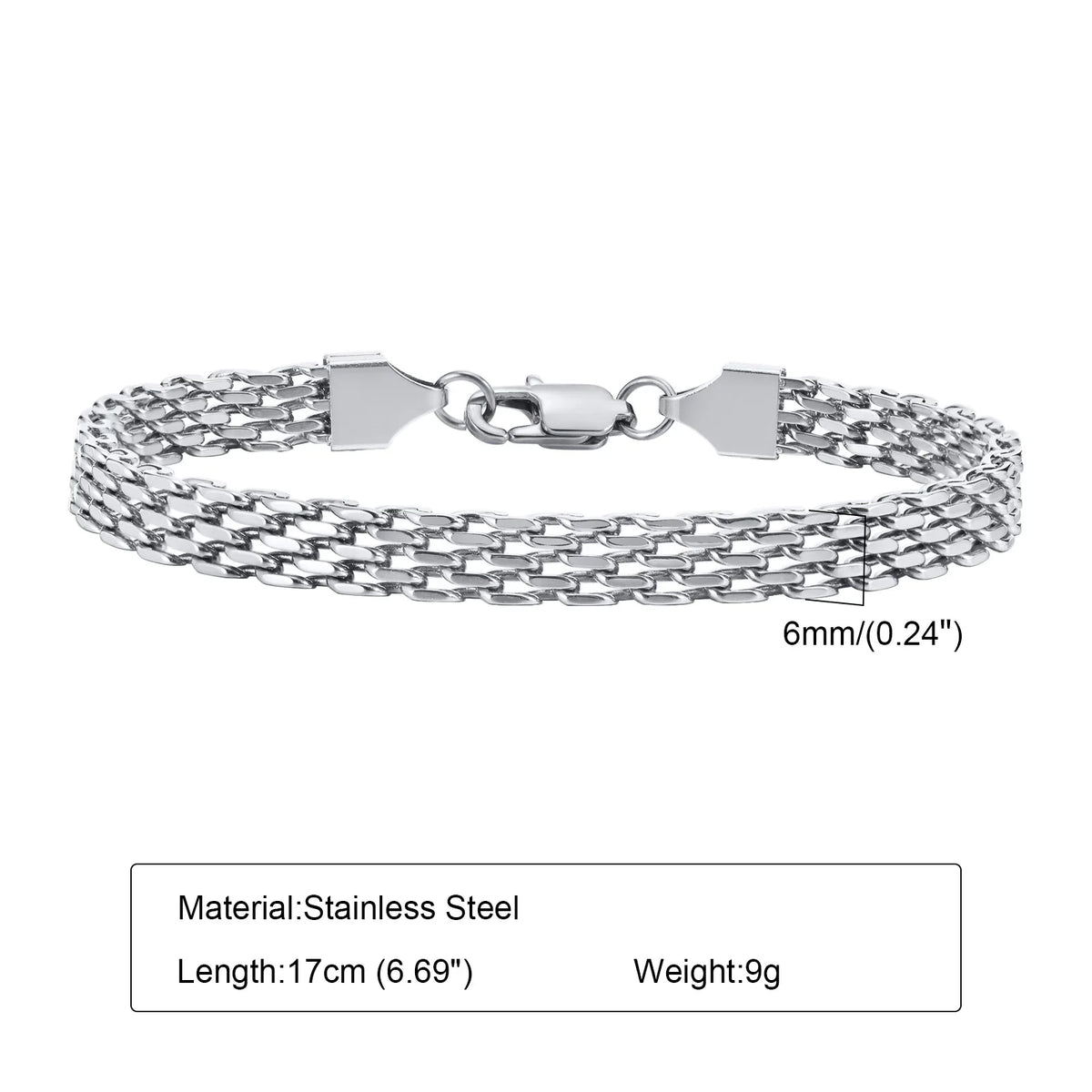 Mesh Link Chain Stainless Steel Bracelet for Women, 3mm/4mm/6mm Gold Plated Italian Chain Wristband Gift Jewelry, Non Tarnis