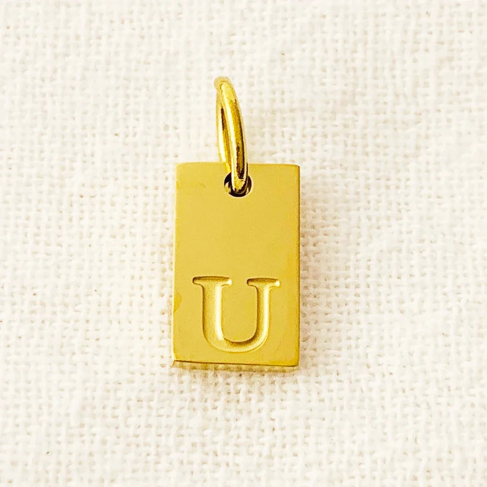 10PCS Alphabet Charm Pendant for Necklaces Stainless Steel Jewelry DIY Engraved Lettering Accessories Women's Fashion Jewelry