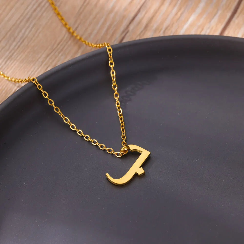 Arabic Letter Name Necklaces For Women Stainless Steel Alphabet Pendant Chain Choker Collar Femme Wedding Aesthetic Jewelry Bff