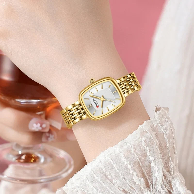 CURREN 9093 Fashion Quartz Women's Watch Elegant Square Dial Gold Stainless Steel Strap Casual Waterproof Watch relojes de mujer