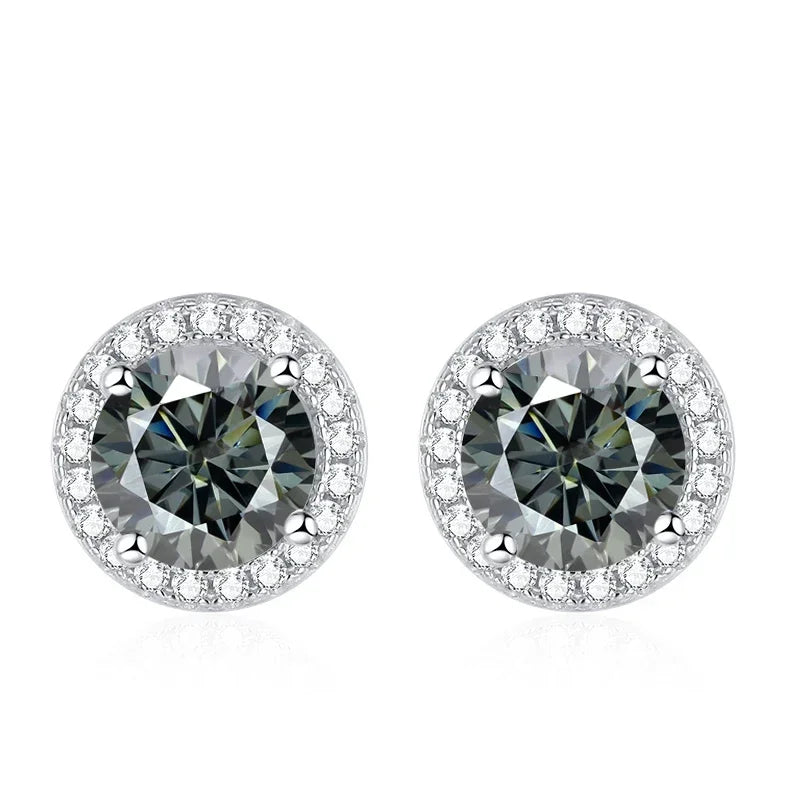 NeeTim Moissanite Stud Earrings for Women 925 Sterling Silver Green Blue Pink Red Black Blue Sparkling Moissanite Studs Earring