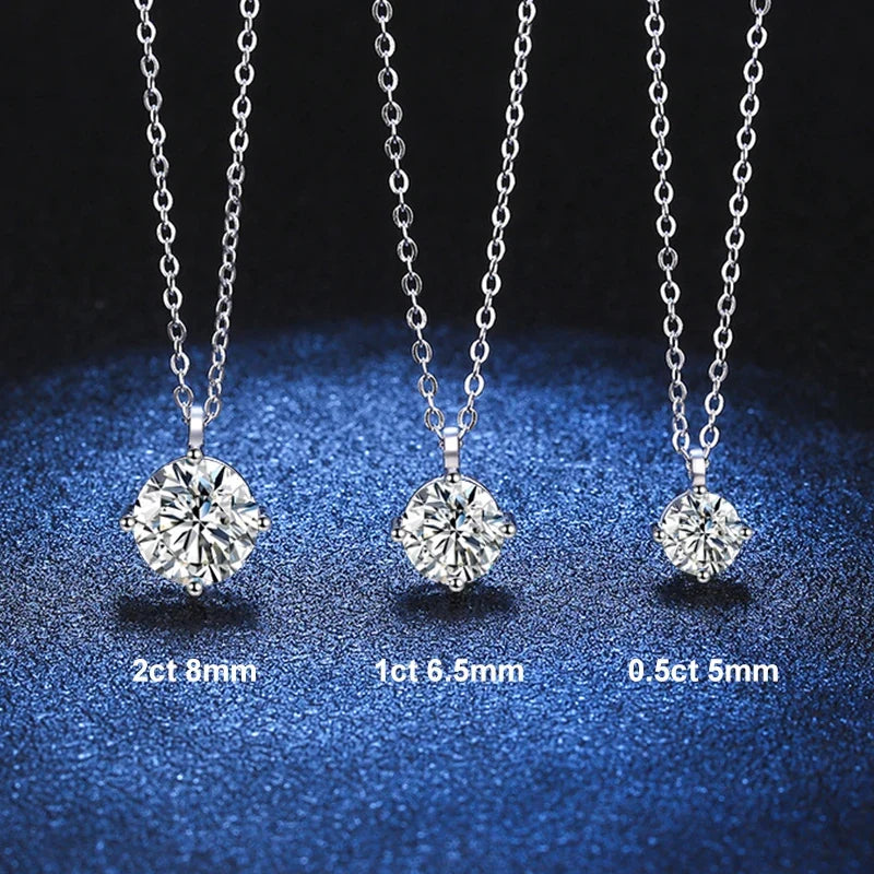 NeeTim 1ct 2ct 3ct D VVS1 Moissanite Necklace for Women Sterling Silver 925 with White Gold Plated Lab Diamond Sparkling Pendant