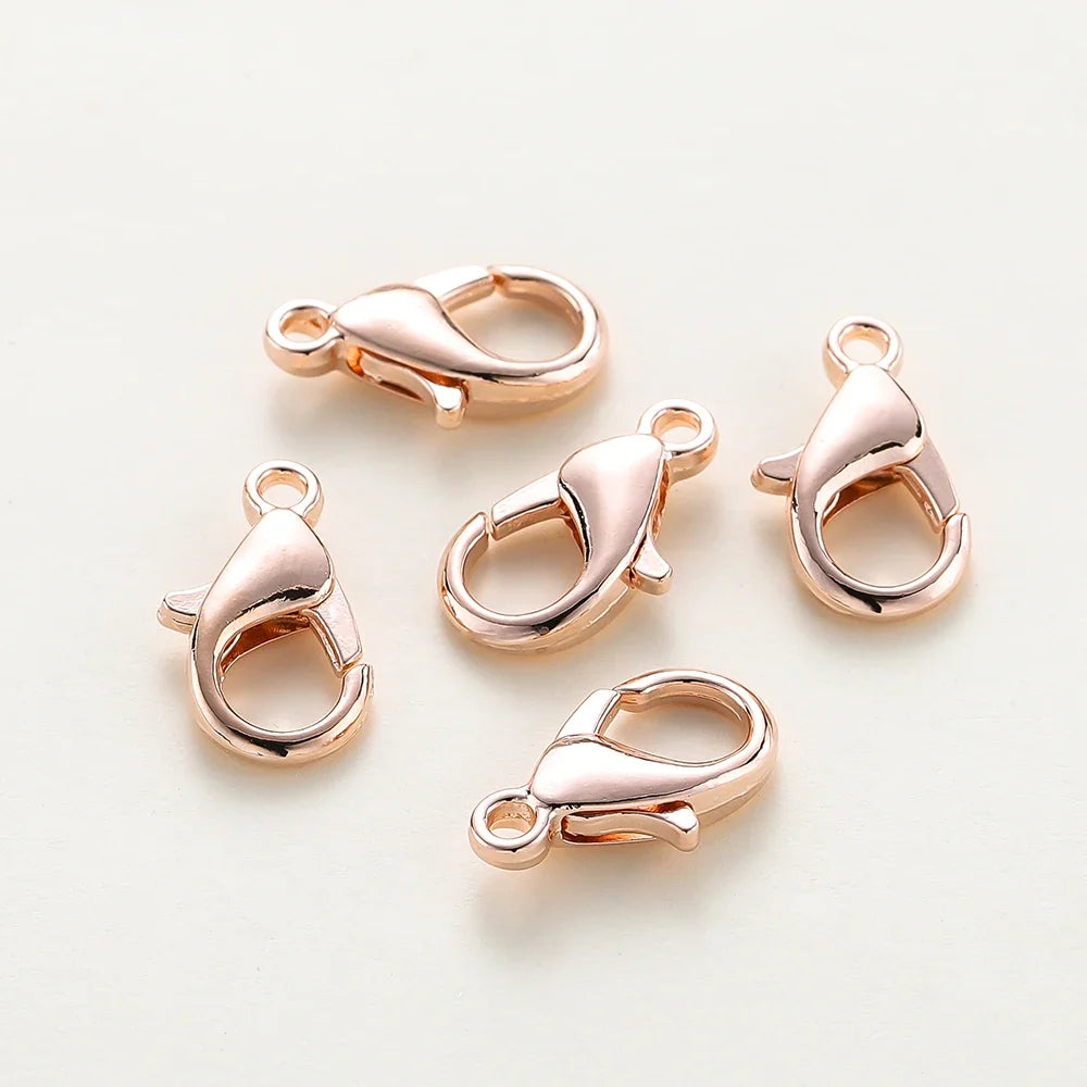10pcs/lot 14K 18K Gold Plated Necklace Extender Chain Lobster Clasps Jump Ring Connectors Clips For DIY Jewelry Bag Craft Making