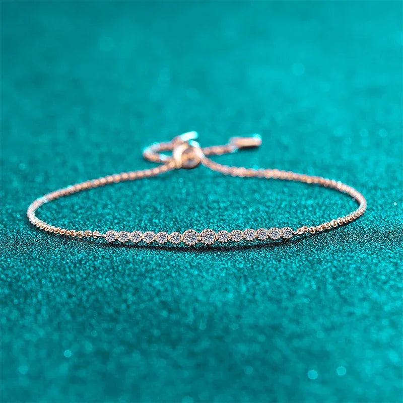NeeTim Full D VVS1 Moissanite Bracelets for Women S925 Sterling Silver Lab Diamond Bracelet Wedding Birthday Party Jewelry Gift