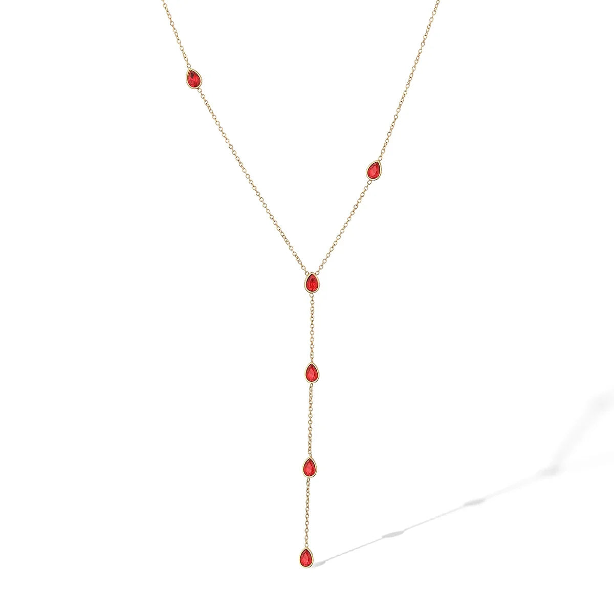 NEWBUY Fashion Gold Color Stainless Steel Choker Necklaces For Women Delicate White/Green/Red CZ Zircon Inlay Jewelry