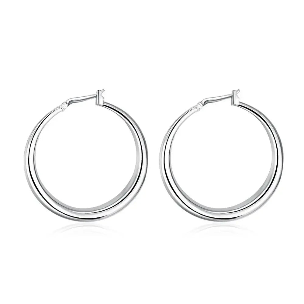 925 Sterling Silver 33mm Big Circle Round Hoop Earring For Women Unusual Earrings 2025 Trend Christmas Jewelry