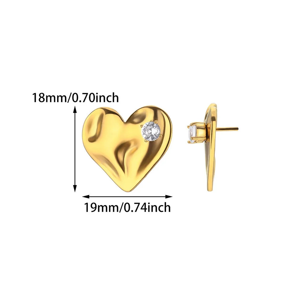 Gothic Heart Earring For Women Stainless Steel Golden Love Earring Wedding Couple Piercing Jewelry Valentine Day Gift сер