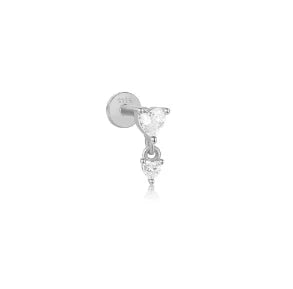 CANNER 1PC Four Pointed Star Moon Tassel Lotus Cartilage Spiral Puncture 925 Sterling Silver Stud Earring For Women Ins Earring