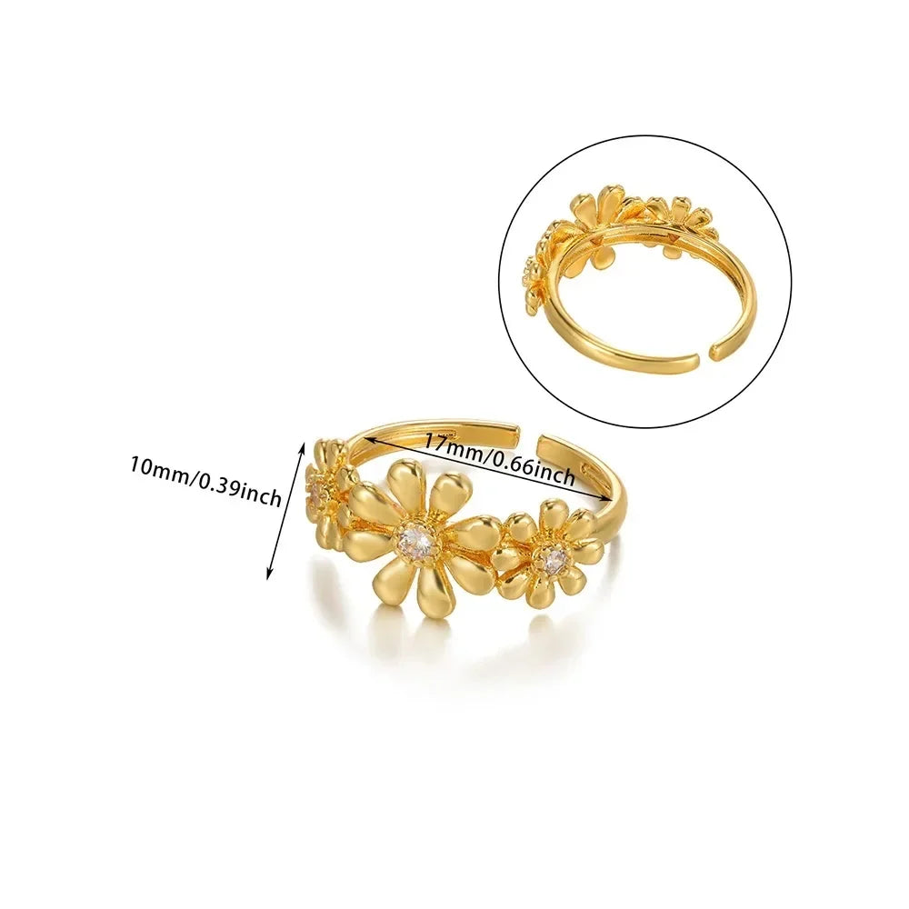 Luxury Zircon Butterfly Flower Rings for Women Stainless Steel Gold Color Cheap Ring Fashion Wedding Couple y2k Jewelry anillos