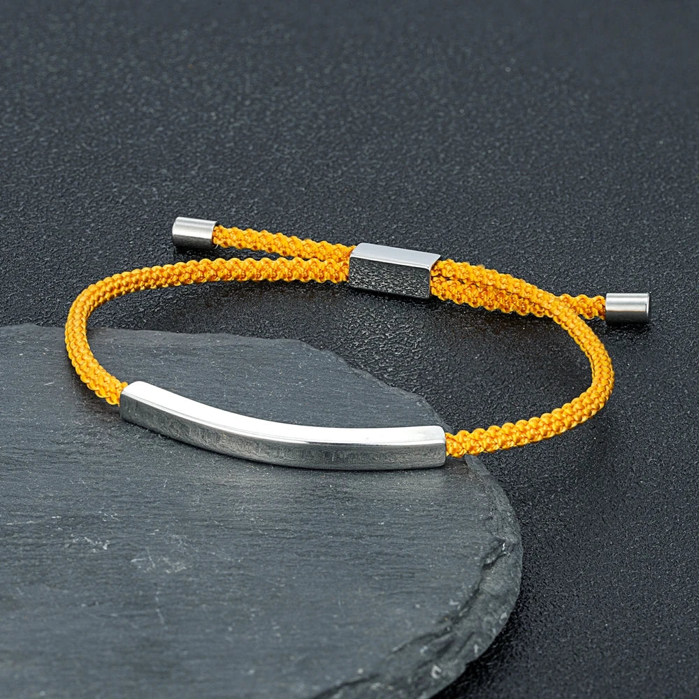 Men Women Punk SOS Custom logo Name Engrave Text Adjustable Thin Rope Bracelet customize Stainless Steel ID Bracelet
