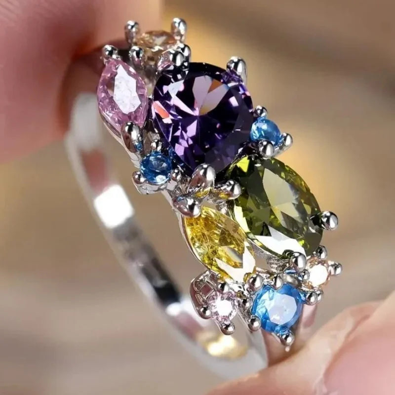 Fashion Minimalist Double Color Inlay Zircon Ring For Women Birthday Party Jewelry Custom Jewelry
