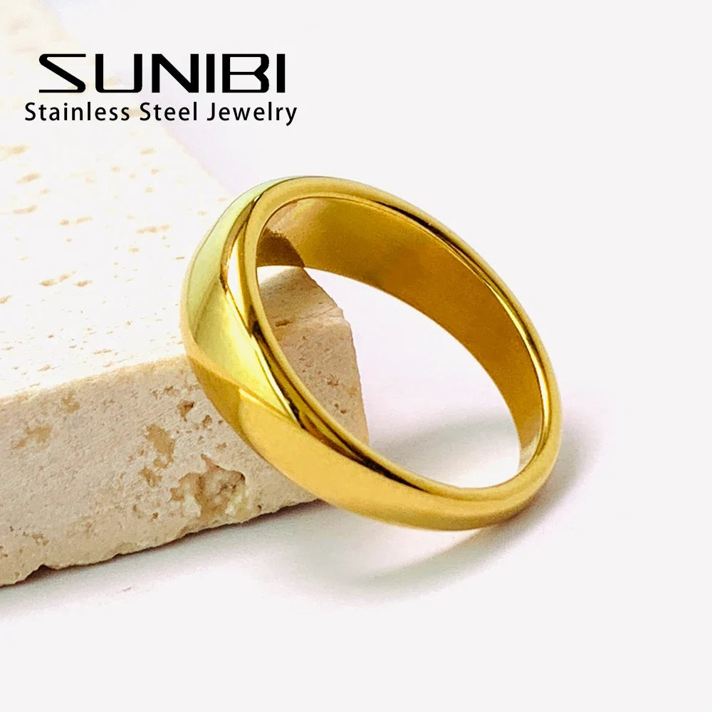 Simple Stainless Steel Women's Ring Glossy Curved Gold Color French Punk Party Ornaments for Woman Wholesale Dropshipping
