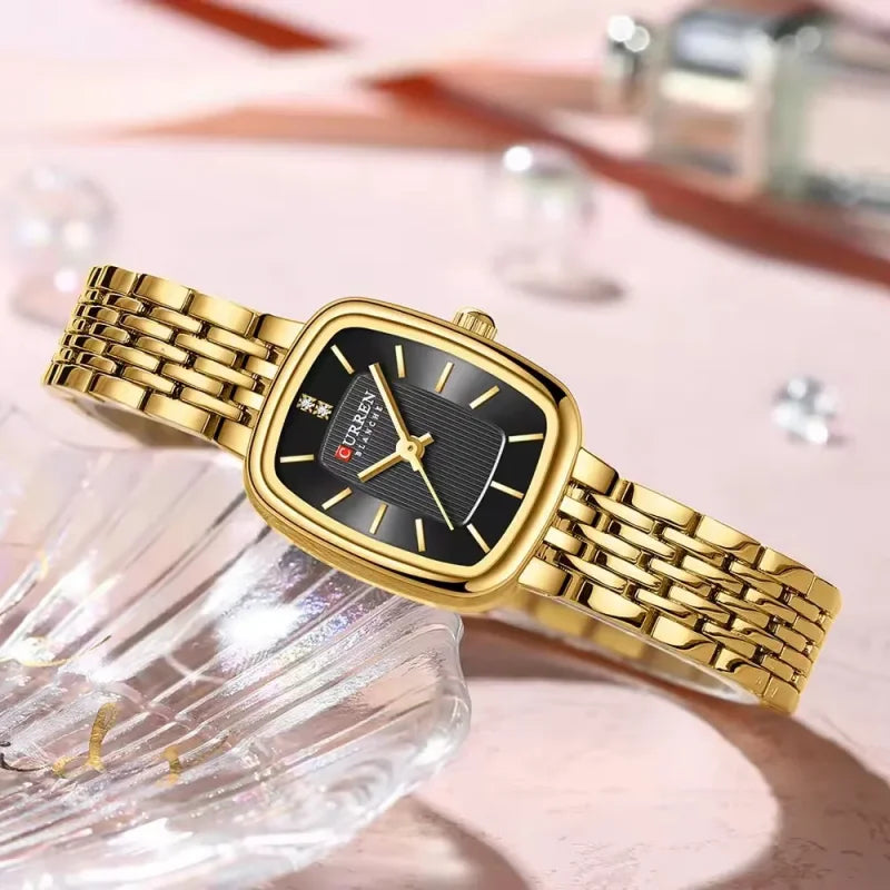 CURREN 9093 Fashion Quartz Women's Watch Elegant Square Dial Gold Stainless Steel Strap Casual Waterproof Watch relojes de mujer
