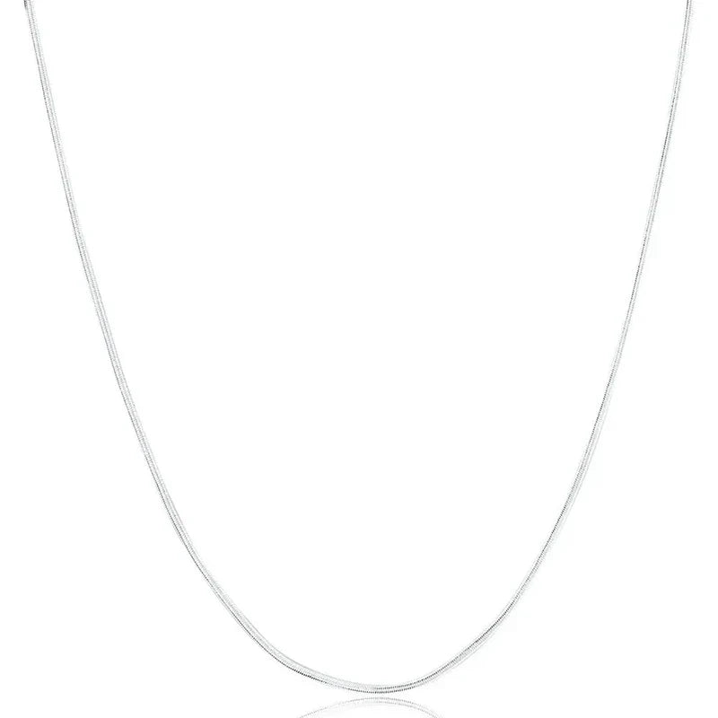 16-30inches 925 Sterling Silver Necklace 2MM Charms Wedding Party Flat Snake Chain Cute for Women Men Fashion Fit Pendant